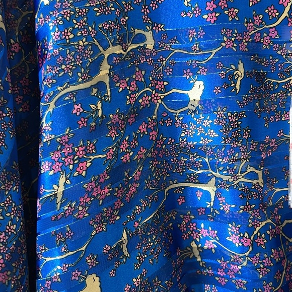 NWT Free People Blue Metallic Print Semi-Sheer Peplum Blouse Small Reg. … - Picture 2 of 11